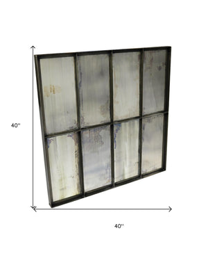 HomeRoots 40" Vintage-Inspired Black Square Metal Framed Accent Mirror - Stylish, Distressed Glass Design 489209