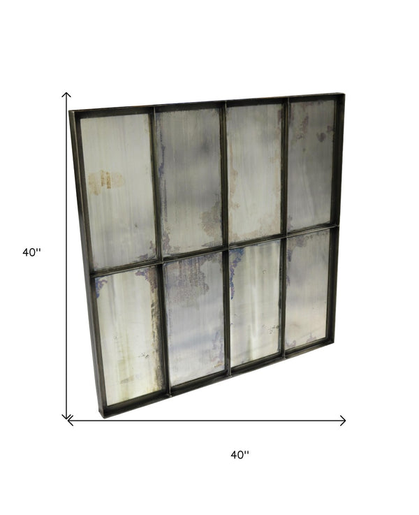 HomeRoots 40" Vintage-Inspired Black Square Metal Framed Accent Mirror - Stylish, Distressed Glass Design 489209