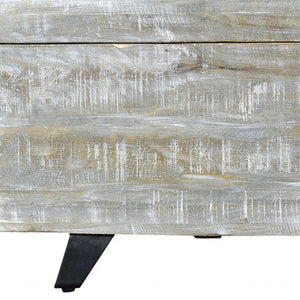 Homeroots 46" Gray And Black Distressed Solid Wood Storage Bench With Flip Top  Solid Wood 489212