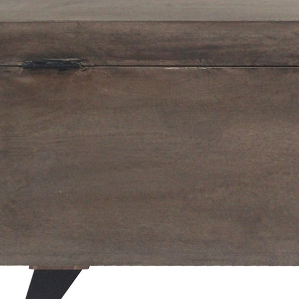 Homeroots 46" Brown And Black Solid Wood Entryway Bench With Flip Top  Solid Wood 489213