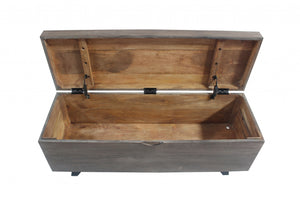 Homeroots 46" Brown And Black Solid Wood Entryway Bench With Flip Top  Solid Wood 489213