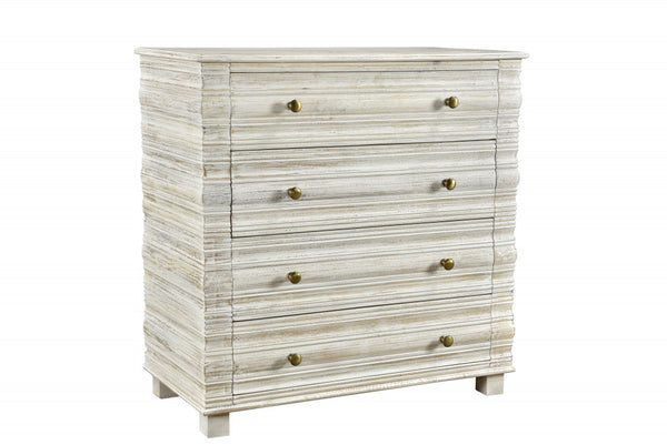 Homeroots 60" White Wash Solid Wood Seven Drawer Dresser  Solid Wood 489214
