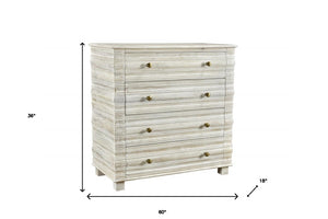 Homeroots 60" White Wash Solid Wood Seven Drawer Dresser  Solid Wood 489214