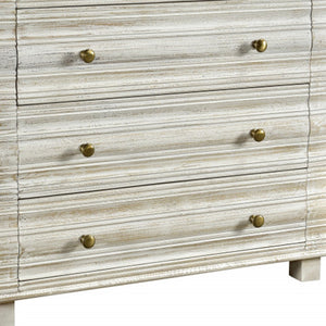 Homeroots 60" White Wash Solid Wood Seven Drawer Dresser  Solid Wood 489214