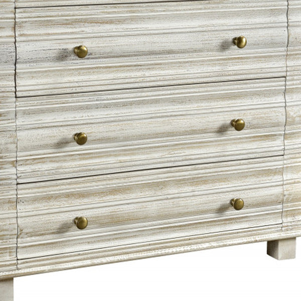 Homeroots 60" White Wash Solid Wood Seven Drawer Dresser  Solid Wood 489214