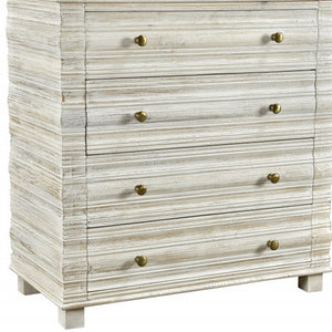 Homeroots 60" White Wash Solid Wood Seven Drawer Dresser  Solid Wood 489214