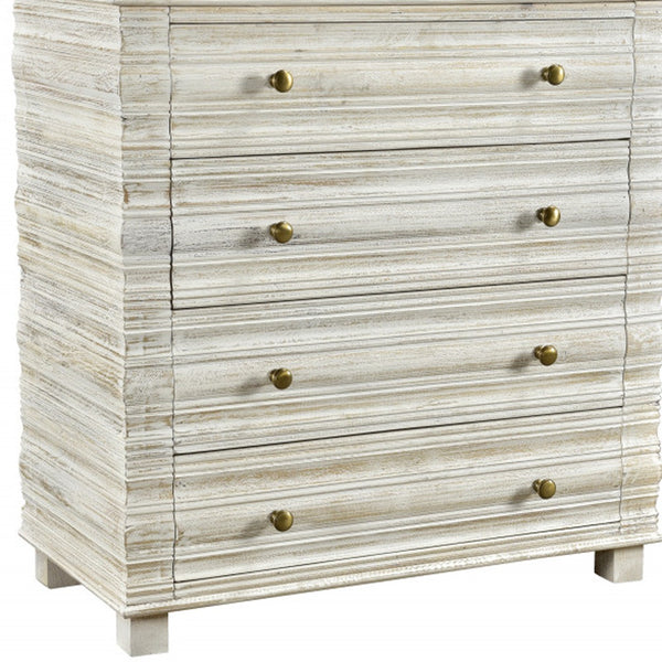 Homeroots 60" White Wash Solid Wood Seven Drawer Dresser  Solid Wood 489214