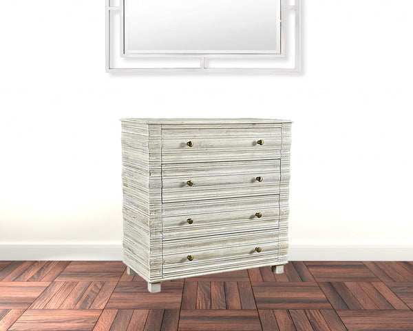 Homeroots 60" White Wash Solid Wood Seven Drawer Dresser  Solid Wood 489214