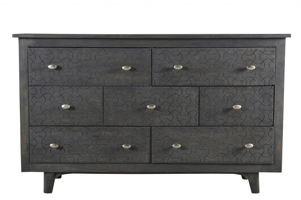 Homeroots 60" Gray Wash Solid Wood Seven Drawer Triple Dresser  Solid Wood 489215