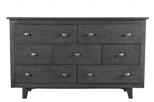 Homeroots 60" Gray Wash Solid Wood Seven Drawer Triple Dresser  Solid Wood 489215