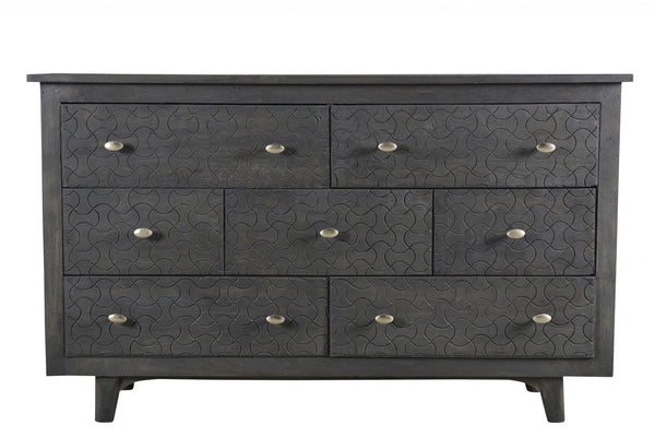 Homeroots 60" Gray Wash Solid Wood Seven Drawer Triple Dresser  Solid Wood 489215