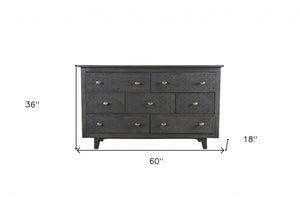 Homeroots 60" Gray Wash Solid Wood Seven Drawer Triple Dresser  Solid Wood 489215
