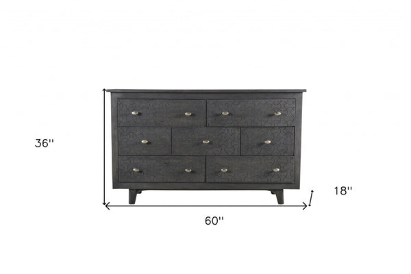 Homeroots 60" Gray Wash Solid Wood Seven Drawer Triple Dresser  Solid Wood 489215