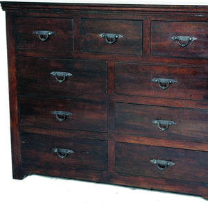 Homeroots 60" Brown Solid Wood Nine Drawer Double Dresser  Solid Wood 489216