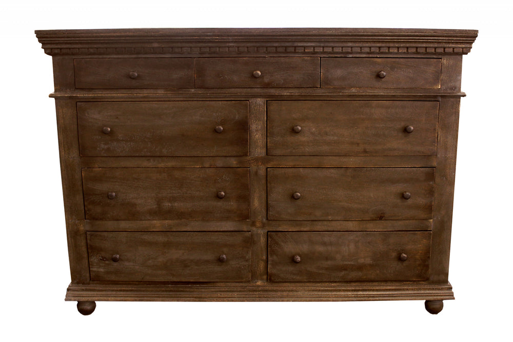 Homeroots 70" Tobacco Solid Wood Nine Drawer Gentleman's Chest  Solid Wood 489218