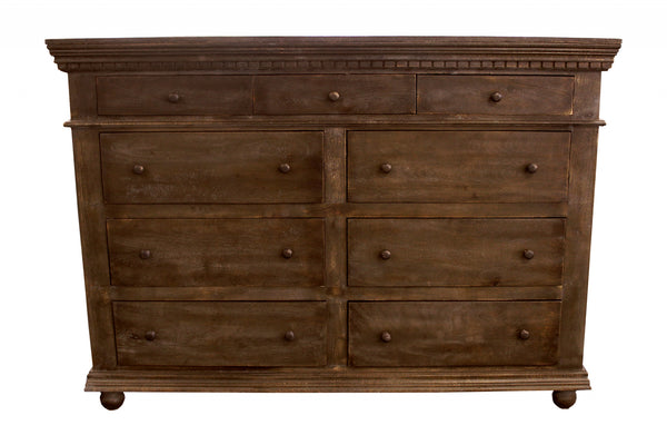 Homeroots 70" Tobacco Solid Wood Nine Drawer Gentleman's Chest  Solid Wood 489218