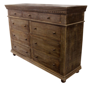 Homeroots 70" Tobacco Solid Wood Nine Drawer Gentleman's Chest  Solid Wood 489218