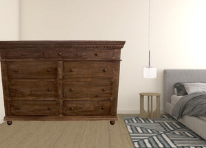 Homeroots 70" Tobacco Solid Wood Nine Drawer Gentleman's Chest  Solid Wood 489218