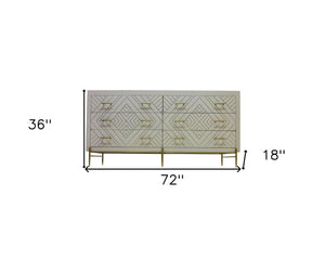 Homeroots 72" Ivory Solid Wood Six Drawer Double Dresser  Solid Wood 489219