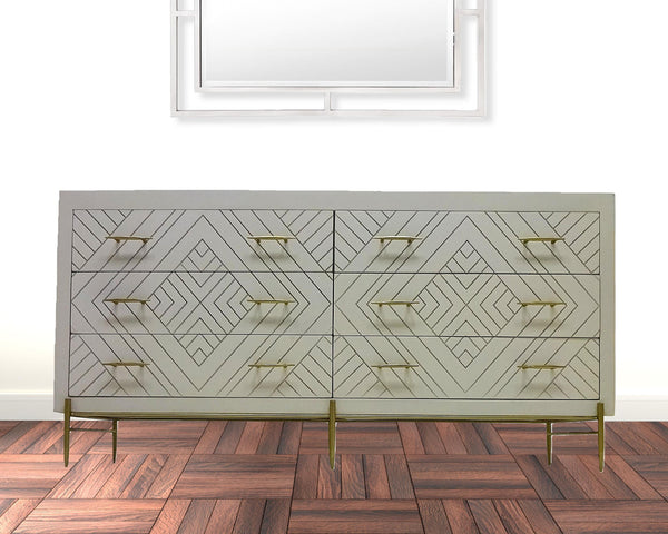 Homeroots 72" Ivory Solid Wood Six Drawer Double Dresser  Solid Wood 489219