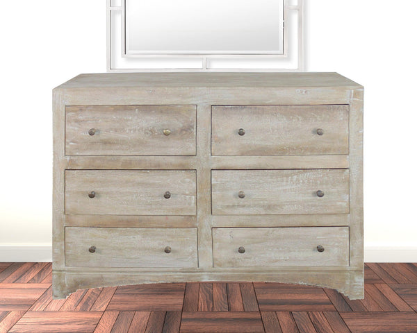 Homeroots 60" Brown Solid Wood Six Drawer Double Dresser  Solid Wood 489220