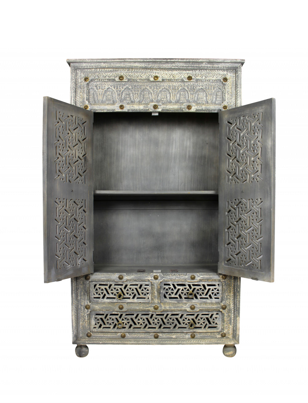 Homeroots 42" Aged Gray Solid Wood Three Drawer Gentleman's Chest  Solid Wood 489221