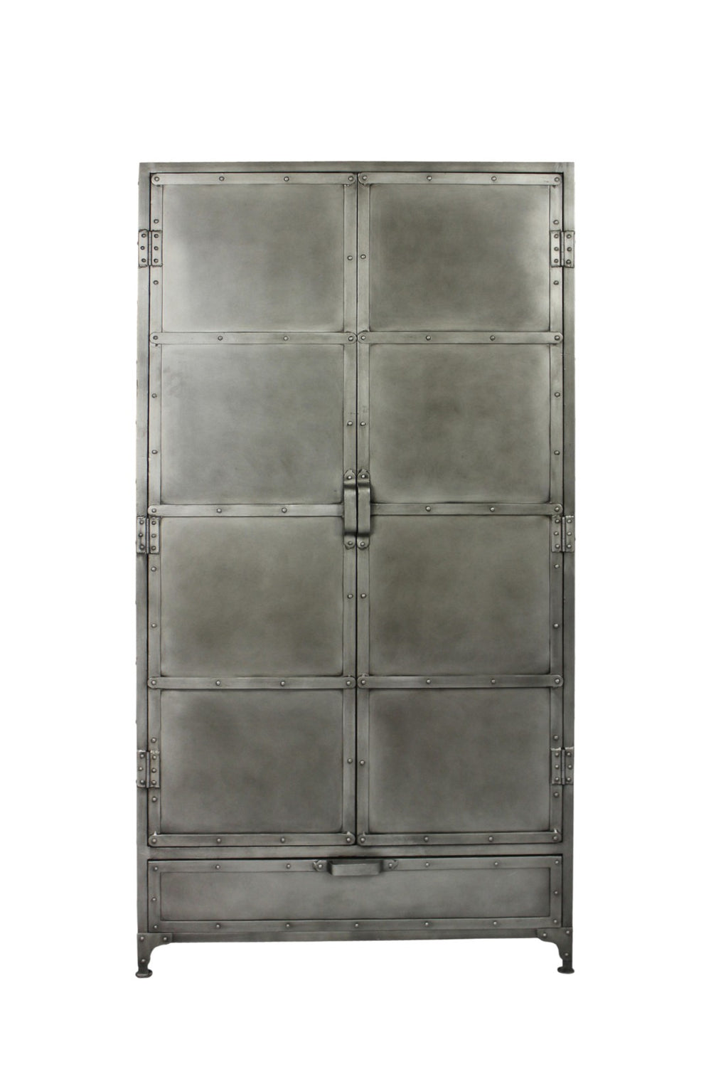 HomeRoots 36" Silver Iron Drawer Combo Dresser - Industrial Rustic Storage Solution for Bedroom & Entryway Decor 489222
