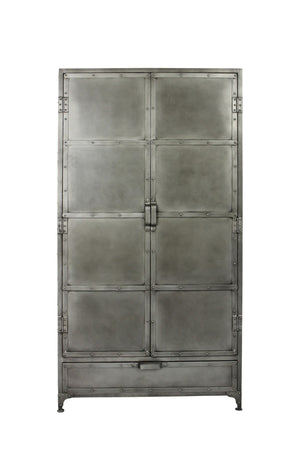 HomeRoots 36" Silver Iron Drawer Combo Dresser - Industrial Rustic Storage Solution for Bedroom & Entryway Decor 489222