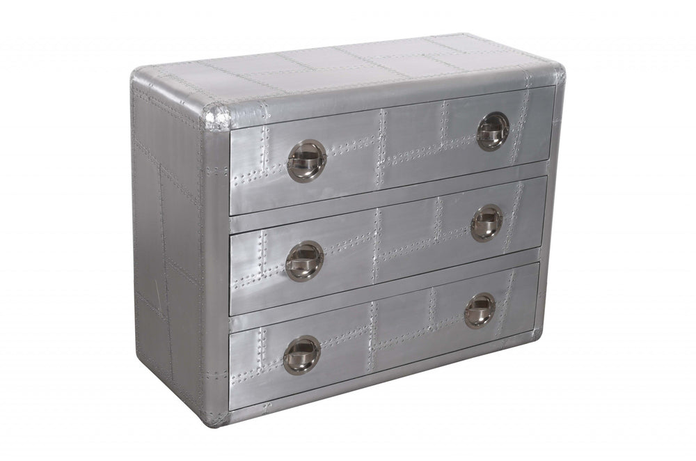 Homeroots 42" Silver Aluminum Three Drawer Dresser  Aluminum 489224