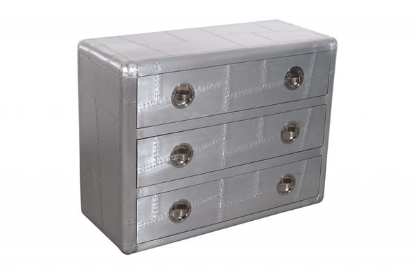 Homeroots 42" Silver Aluminum Three Drawer Dresser  Aluminum 489224