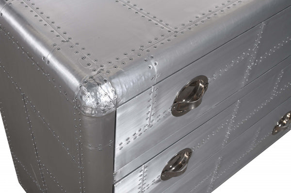 Homeroots 42" Silver Aluminum Three Drawer Dresser  Aluminum 489224