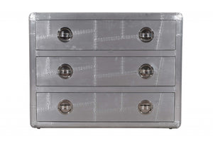 Homeroots 42" Silver Aluminum Three Drawer Dresser  Aluminum 489224