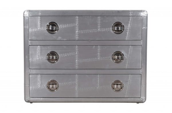 Homeroots 42" Silver Aluminum Three Drawer Dresser  Aluminum 489224