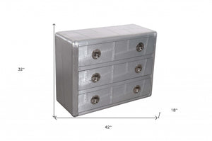 Homeroots 42" Silver Aluminum Three Drawer Dresser  Aluminum 489224