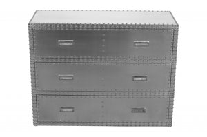 Homeroots 42" Silver Aluminum Three Drawer Dresser  Aluminum 489225