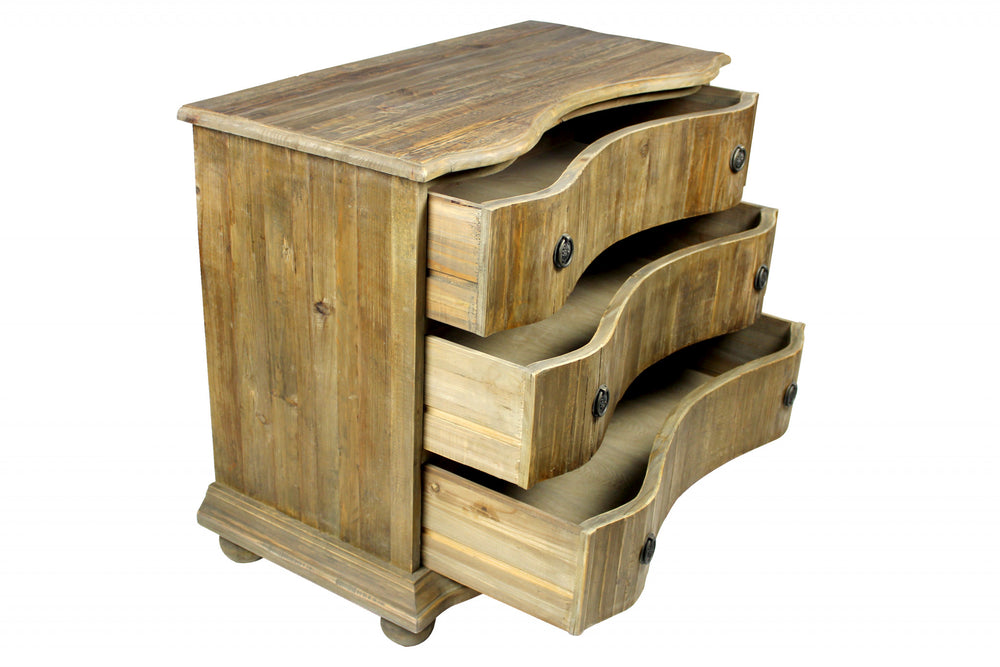 Homeroots 44" Natural Solid Wood Three Drawer Dresser  Solid Wood 489227