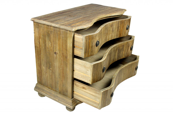 Homeroots 44" Natural Solid Wood Three Drawer Dresser  Solid Wood 489227