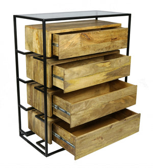 Homeroots 41" Natural Solid Wood Four Drawer Chest  Solid Wood 489228