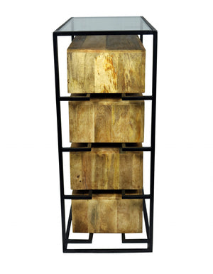 Homeroots 41" Natural Solid Wood Four Drawer Chest  Solid Wood 489228