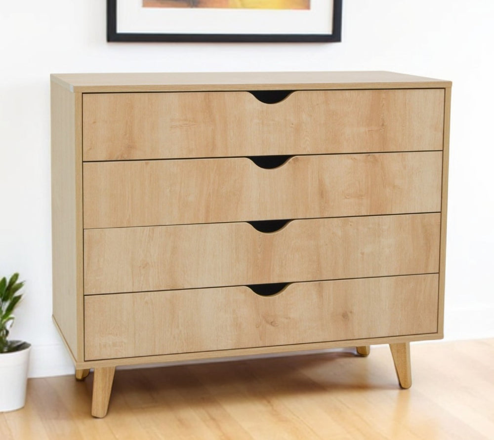 Homeroots 35" Stylish Four Drawer Dresser - Perfect Blend Of Functionality And Elegant Design For Any Room Natural Manufactured Wood 489232