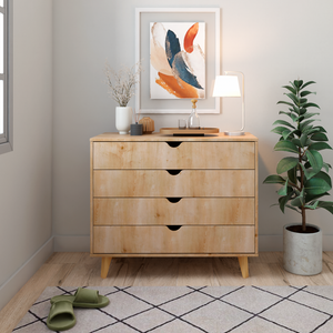 Homeroots 35" Stylish Four Drawer Dresser - Perfect Blend Of Functionality And Elegant Design For Any Room Natural Manufactured Wood 489232