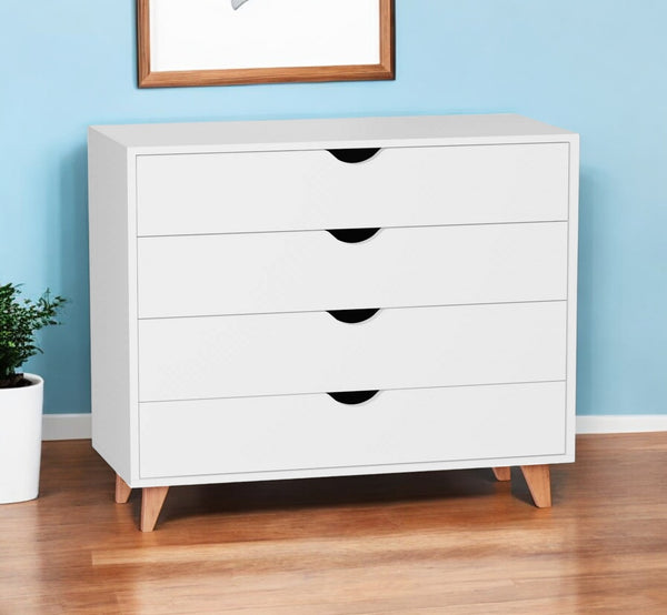 Homeroots 35" Stylish Four Drawer Dresser - Perfect Blend Of Functionality And Elegant Design For Any Room White Manufactured Wood 489233
