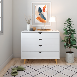 Homeroots 35" Stylish Four Drawer Dresser - Perfect Blend Of Functionality And Elegant Design For Any Room White Manufactured Wood 489233