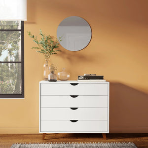 Homeroots 35" Stylish Four Drawer Dresser - Perfect Blend Of Functionality And Elegant Design For Any Room White Manufactured Wood 489233