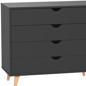 Homeroots 35" Stylish Four Drawer Dresser - Perfect Blend Of Functionality And Elegant Design For Any Room Black Manufactured Wood 489234