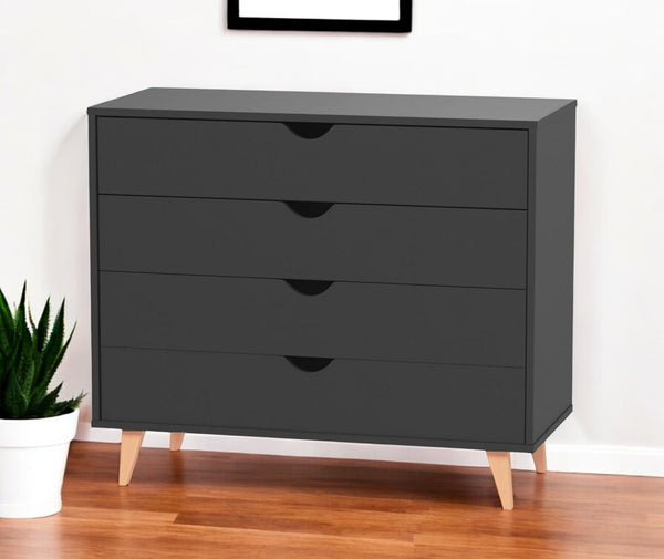 Homeroots 35" Stylish Four Drawer Dresser - Perfect Blend Of Functionality And Elegant Design For Any Room Black Manufactured Wood 489234