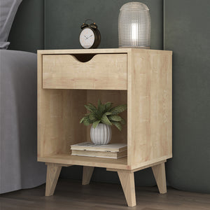 Homeroots 22" Natural One Drawer Nightstand   489235
