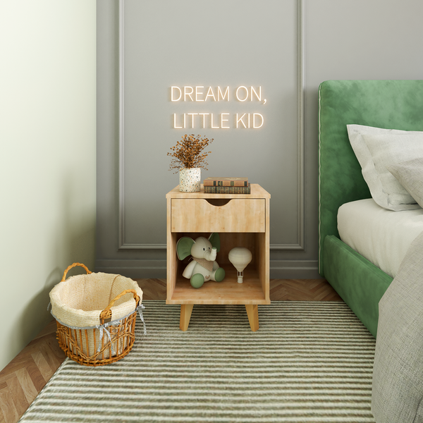 Homeroots 22" Natural One Drawer Nightstand   489235