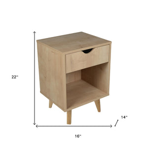 Homeroots 22" Natural One Drawer Nightstand   489235