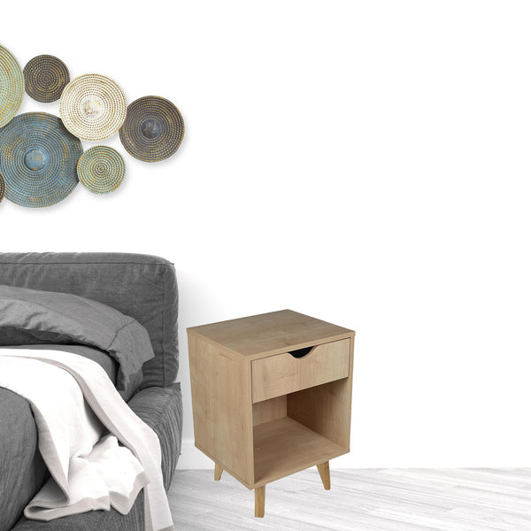 Homeroots 22" Natural One Drawer Nightstand   489235